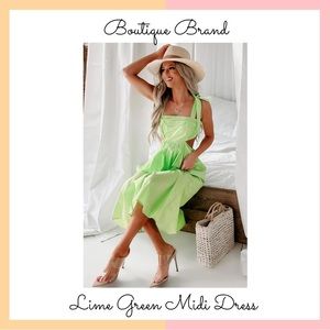 Lime Green Cut Out Midi Dress